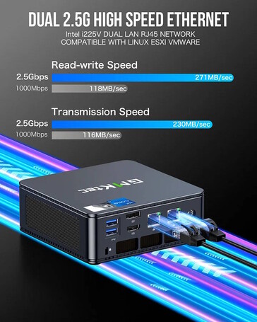 Mindkét LAN port sávszélessége 2,5 Gbps (Kép forrása: GMKtec)