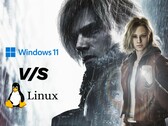 Resident Evil Requiem grafika Windows 11 vs. Linux összehasonlító grafikával.