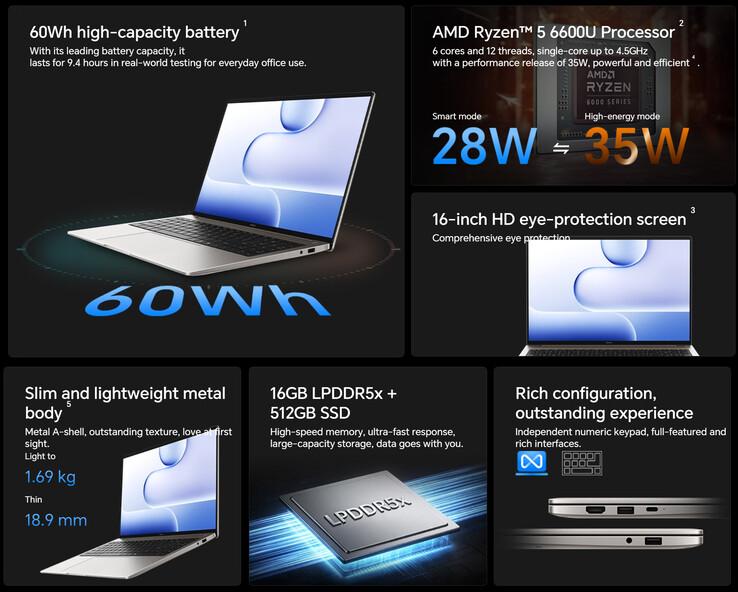 A MagicBook X16 2026 6600U legfontosabb jellemzői (gépi fordítás)