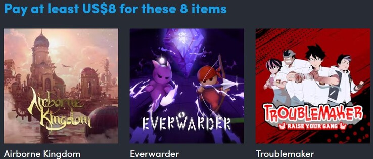 Dekoratív kép. Az első szint 8 elemet tartalmaz (Kép forrása: Humble Bundle)