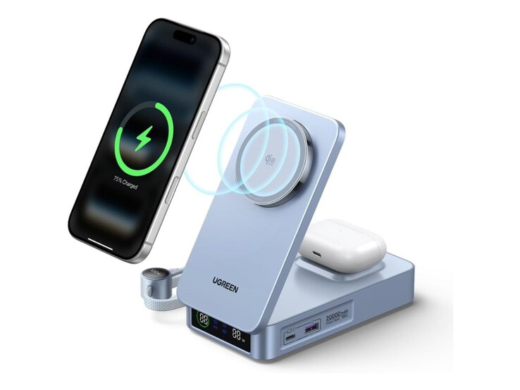 Az Ugreen MagFlow Qi2 25W multifunkcionális Power Bank. (Kép forrása: Ugreen)