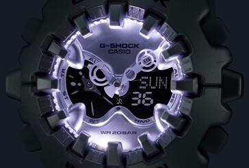A GA-V01 kettős Super Illuminator nagy fényerejű LED-eket használ a tárcsa megvilágítására. (Kép forrása: Casio)