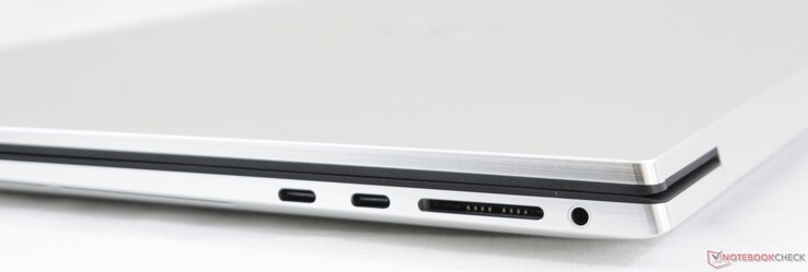 Right: 2x USB Type-C + Thunderbolt 3, SD card reader, 3.5 mm combo audio
