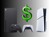 Xbox és PlayStation konzolok dollár szimbólummal (Kép forrása: Microsoft Xbox Gaming, Sony PlayStation szerkesztéssel)
