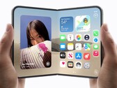 Két kéz egy-egy iPhone Duót tart, az egyik összehajtva, a másik szétnyitva