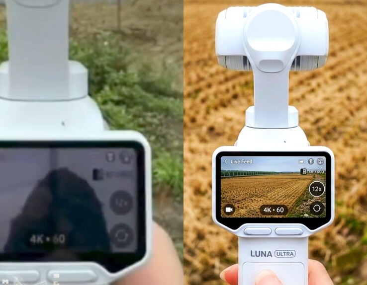 Az Insta360 Luna Ultra kiszivárgott (balra) és az AI által szerkesztett (jobbra) élő felvételei megerősítik a 12x zoomot.