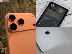iPhone 17 Pro Max, RedMagic 11 Pro és M5 iPad Pro egymás mellett, kiemelve a különböző mobil játék hardverek tervezését (Kép forrása: Notebookcheck)