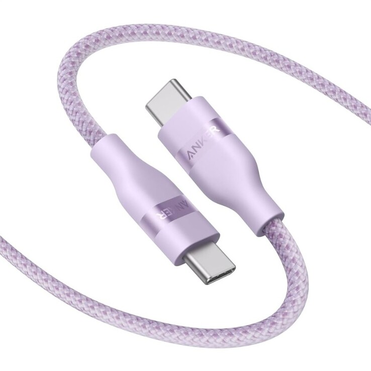 Az Anker USB-C-USB-C kábel (3 láb, 240 W, újrahasznosított fonott) lila lila színben