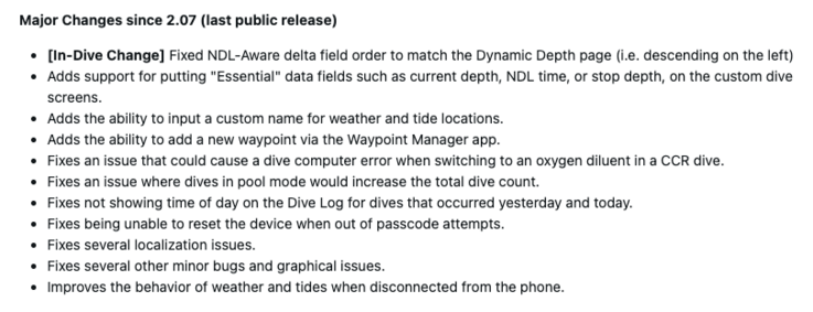 A Garmin Descent X30 rendszerszoftver 3.06-os verziójának kiadási megjegyzései