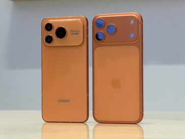 Honor Power 2 és Apple iPhone 17 Pro egymás mellett.