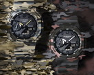 Balról jobbra: Casio G-Shock GA-2100CM-5A és GA-2100CM-8A terepszínű háttér előtt.