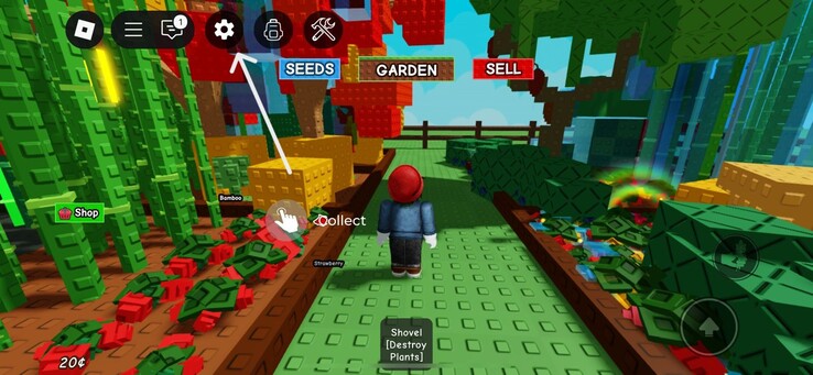 Kattints a 'beállítások' ikonra (Kép forrása: Roblox)