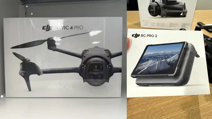 A DJI Mavic 4 Pro és RC Pro 2 vezérlőjének kiskereskedelmi csomagolása végre kiszivárgott az internetre. (Kép forrása: Sebastián Fernández via DroneXL)