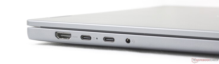Balra: HDMI 1.4a, 2x USB-C 3.2 Gen. 2 w/ Power Delivery 3.0 + DisplayPort 1.4 (10 Gbps), 3,5 mm-es fejhallgató