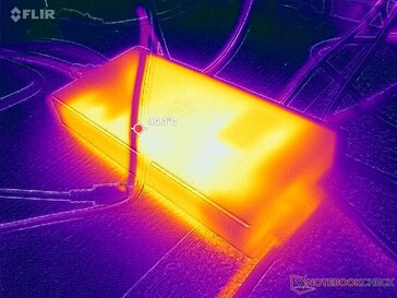 A hálózati adapter igényes terhelés esetén 46 C fölé melegszik