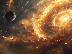 Egy fekete lyukhoz közeli bolygót ábrázoló kép. (Kép forrása: Kyraxys - Pixabay)