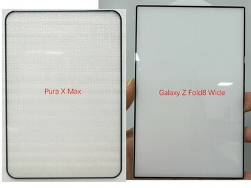 Huawei Pura X Max képernyővédő (balra) vs Galaxy Z Fold 8 Wide képernyővédő (jobbra).