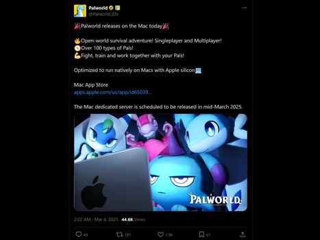 Palworld for Mac X bejelentés (Hivatalos Palworld X fiók)