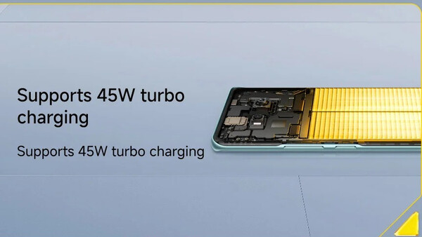 A Poco M8 5G jelentősen gyorsabban, 45 W-on töltődik. (Kép forrása: Xiaomi)