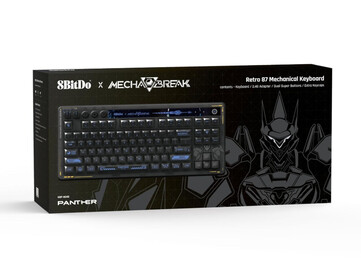 A 8BitDo Retro 87 mechanikus billentyűzet Mecha Break kiskereskedelmi doboza: Párduc kiadás. (Kép forrása: 8BitDo)
