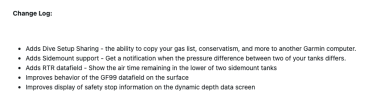 A Garmin Descent X50i rendszerszoftver 5.12 kiadási megjegyzései