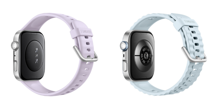 A Huawei Watch Fit 4 (balra) és a Watch Fit 4 Pro (jobbra) hátoldalán különböző szenzorok találhatók. (Kép forrása: Bigbox)