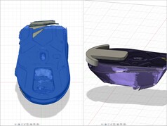 A Glorious Model O3 Wireless szkennelt 3D modellje a Fusion 360-ban tervezett egyedi tartóval