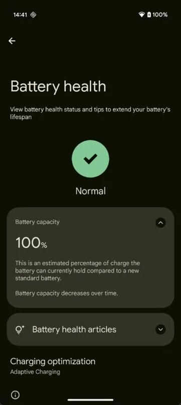 A Android Akkumulátor-állapot menü a Beállítások alkalmazás Akkumulátor lapján található. (Kép forrása: Android Hatóság)