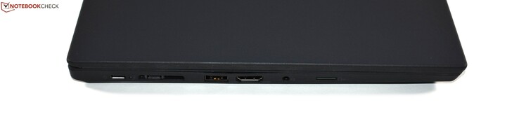 Left-hand side: USB 3.1 Gen1 Type-C, Thunderbolt 3, mini Ethernet, USB 3.0 Type-A, HDMI, 3.5 mm jack, microSD card reader
