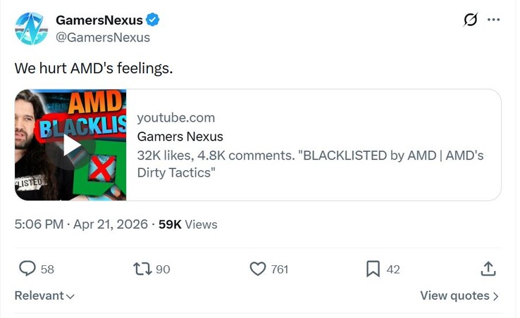 A Gamers Nexus azt állítja, hogy megsértették az AMD érzéseit.