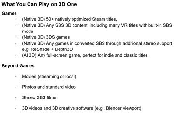 Az Abxylute 3D One számos játékot, alkalmazást, képet és filmet képes 3D-ben megjeleníteni. (Kép forrása: Abxylute)