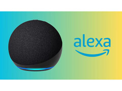 Az Amazon Echo promóciós képe mély gradiens háttérrel és az Alexa AI asszisztens logójával. (Kép forrása: Amazon)