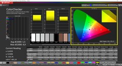 CalMAN ColorChecker (profil: Alapértelmezett, cél színtér: P3)