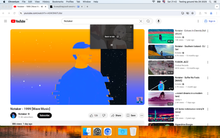 Chromium Legacy 127 macOS 10.13 rendszeren - egy YouTube videó lejátszása egy kép a képben videó mellett (Kép forrása: Screenshot - Notebookcheck)