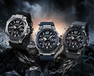 A Casio G-Shock GWR-B3000-1A, a GWR-B3000-2A és a GWR-B3000-8A (balról jobbra)