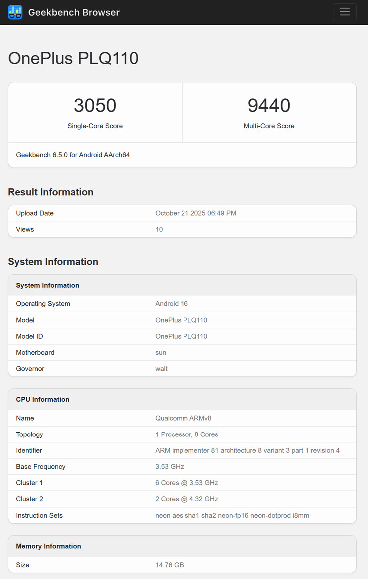 (Kép forrása: Geekbench)