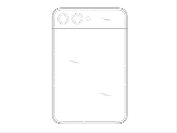 Az állítólagos Samsung rollable telefon hátlapja a bejelentett szabadalom szerint. (Kép forrása: DomoAI és xleaks7)