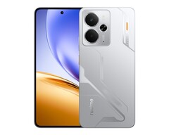A Realme 14 5G, itt a Mecha Silver színváltozatban, 30 percig akár 2,5 méter mély vízben is elmerülhet (Kép forrása: Realme)