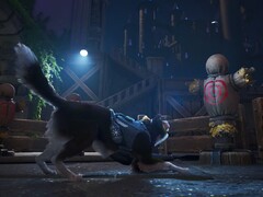 T.H.U.N.D.E.R. ügynök, a Barkour németjuhász titkosügynök egy gyakorlótéren guggol kémfelszerelésben, a háttérben egy kastély, előtte célbábuk. (Kép forrása: Varsav Game Studios via Steam)