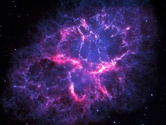 Szupernóva-maradványok a Rák-ködben. (A kép forrása: ESA, Herschel, PACS, MESS Key Programme Supernova Remnant Team ; Nasa, ESA et Allison Loll et Jeff Hester, Arizona State University)