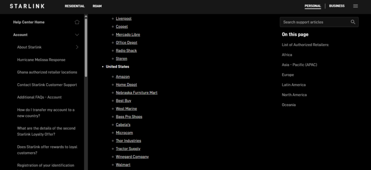 Az Amazon a Starlink hivatalos kiskereskedőjeként szerepel (Kép forrása: Starlink)