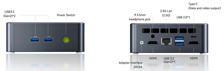 A GMKtec NucBox M3 Ultra külső interfészei (Forrás: GMKtec)