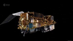 A műhold koncepcionális képe a Föld felett (Kép forrása: ESA; képernyőkép)