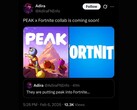 A Fortnite és a Peak közötti együttműködés, amelyet állítólag Cohen szivárogtatott ki az Adira X fiók alatt