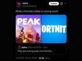 A Fortnite és a Peak közötti együttműködés, amelyet állítólag Cohen szivárogtatott ki az Adira X fiók alatt