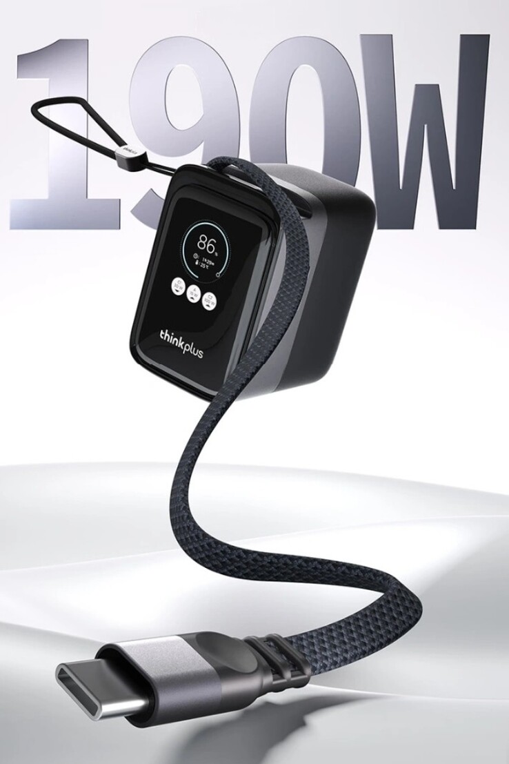 A Lenovo ThinkPlus visszahúzható kábel nagy teljesítményű hordozható Power Bank 190W 20K