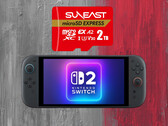 A Switch 2 fölött látható Suneast 2 TB-os MicroSD Express kártya