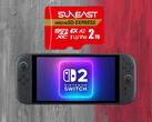 A Switch 2 fölött látható Suneast 2 TB-os MicroSD Express kártya
