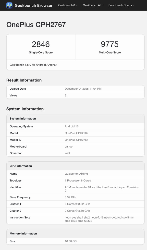 (Kép forrása: Geekbench)