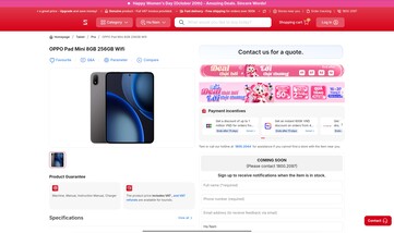 A CellphoneS Oppo Pad Mini-termékoldalán csak egy konfiguráció szerepel: 8GB RAM és 256GB tárhely